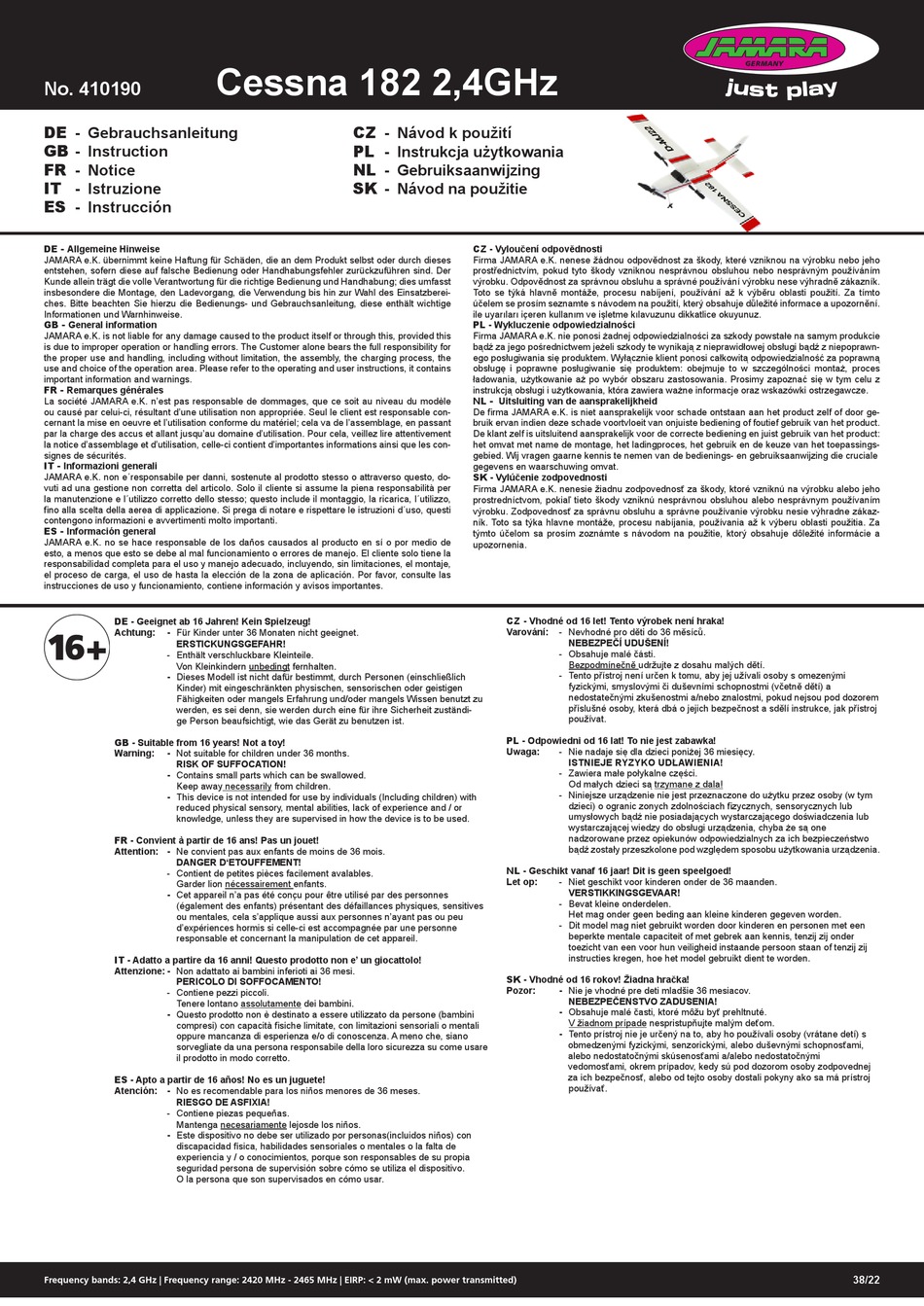 JAMARA CESSNA 182 INSTRUCTIONS MANUAL Pdf Download ManualsLib