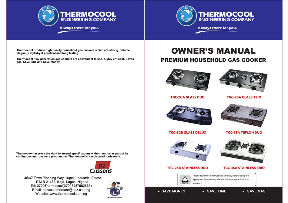 THERMOCOOL TGC2GA GLASS DUO OWNER'S MANUAL Pdf Download ManualsLib