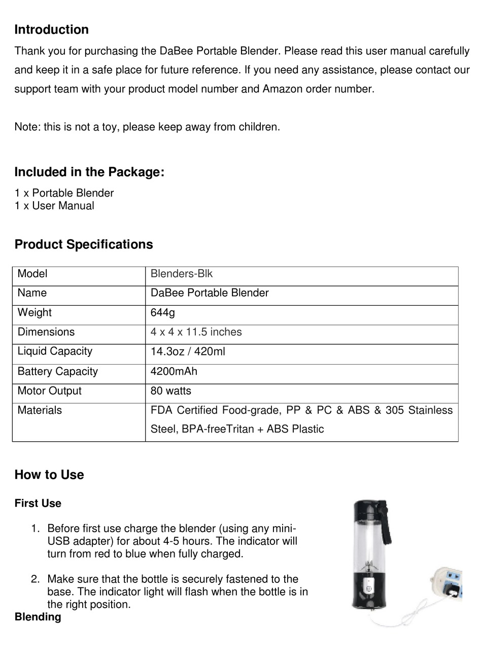 DABEE BLENDERSBLK HOW TO USE Pdf Download ManualsLib