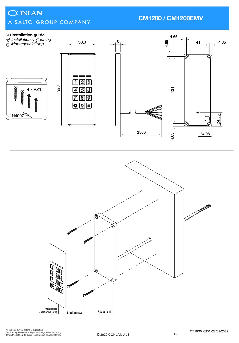 SALTO CONLAN CM1200 INSTALLATION MANUAL Pdf Download ManualsLib