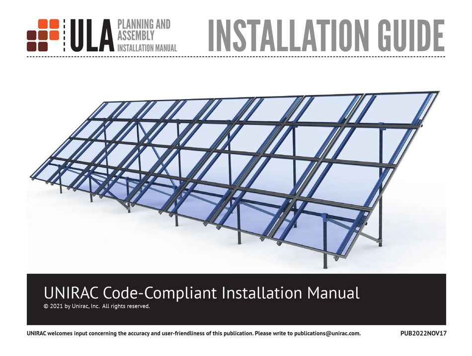 UNIRAC ULA INSTALLATION MANUAL Pdf Download ManualsLib