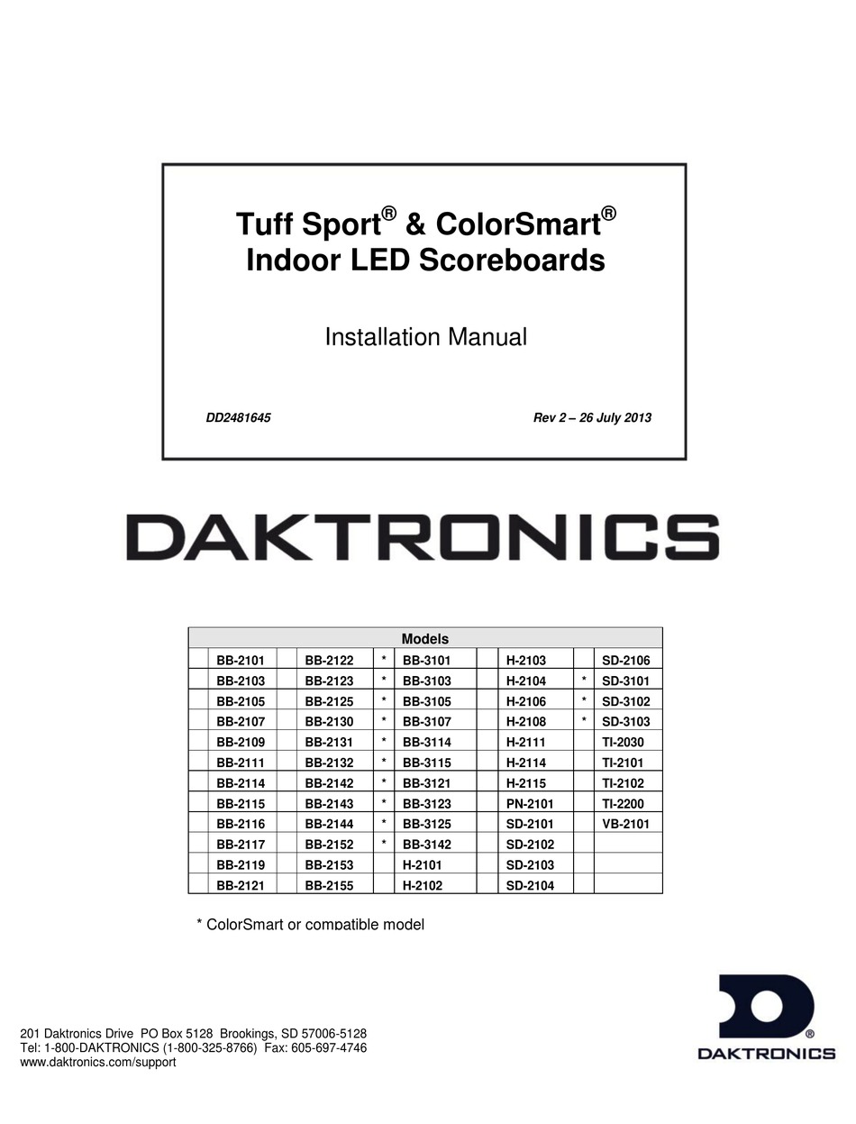 DAKTRONICS BB2101 INSTALLATION MANUAL Pdf Download ManualsLib