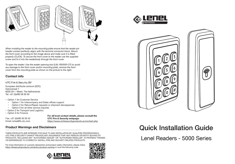 LENEL 5000 SERIES QUICK INSTALLATION MANUAL Pdf Download | ManualsLib