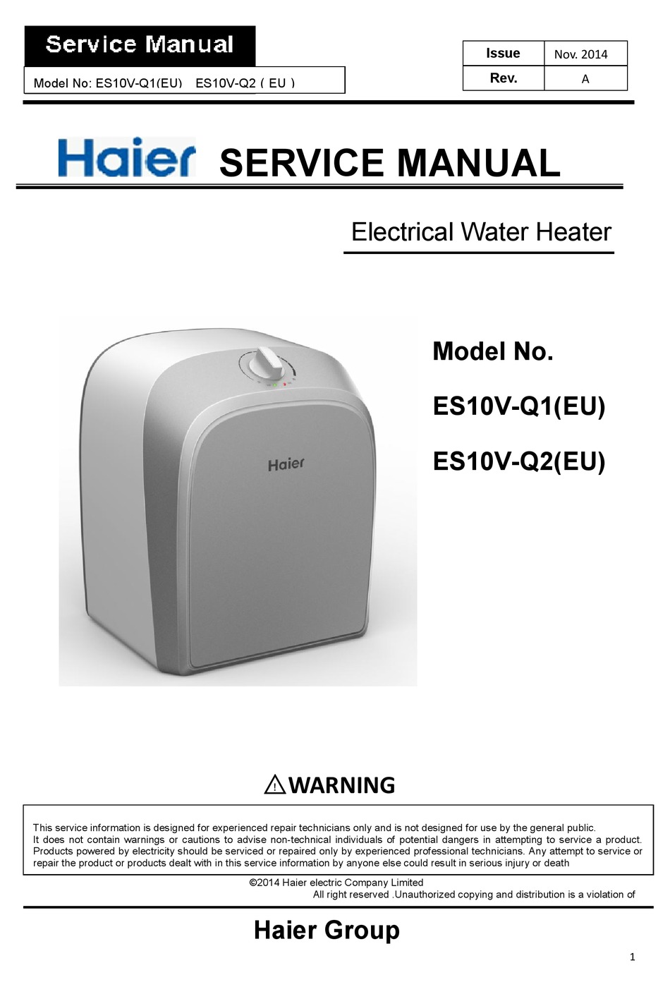 HAIER ES10VQ1 SERVICE MANUAL Pdf Download ManualsLib