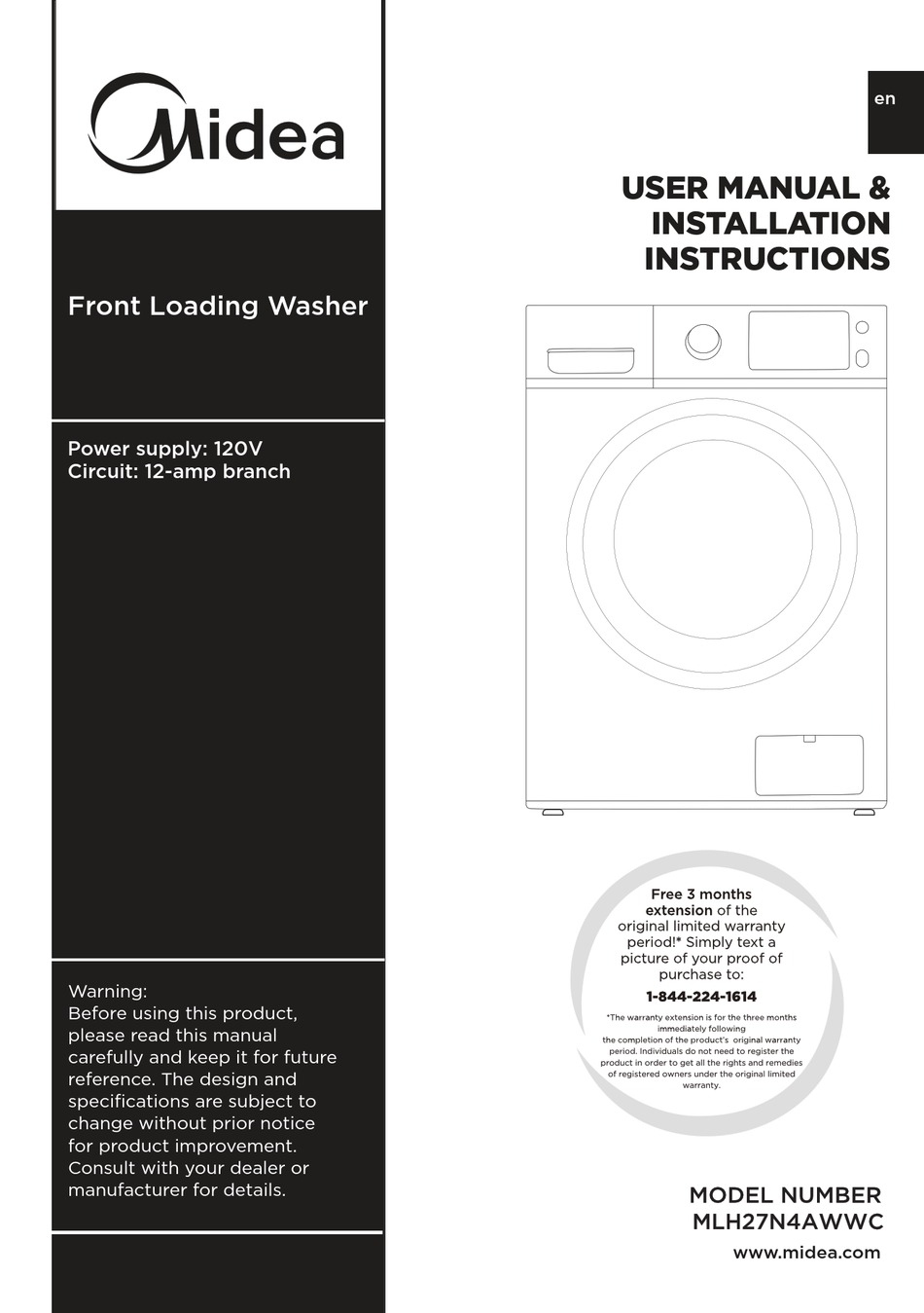 Midea Mlh N Awwc User S Manual Installation Instructions Pdf Download Manualslib