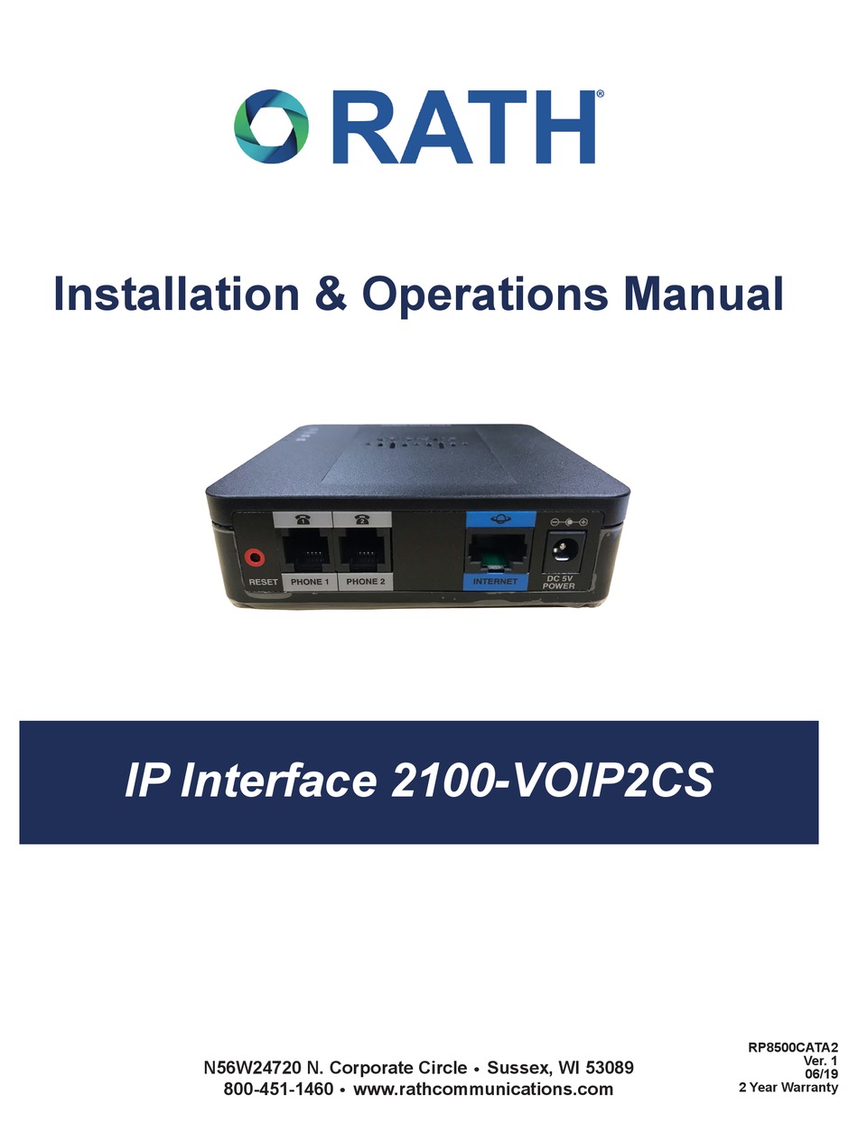 RATH 2100VOIP2CS INSTALLATION AND OPERATION MANUAL Pdf Download ManualsLib