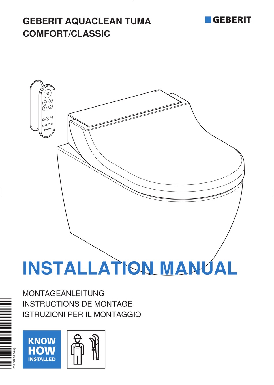 GEBERIT AQUACLEAN TUMA COMFORT INSTALLATION MANUAL Pdf Download ...