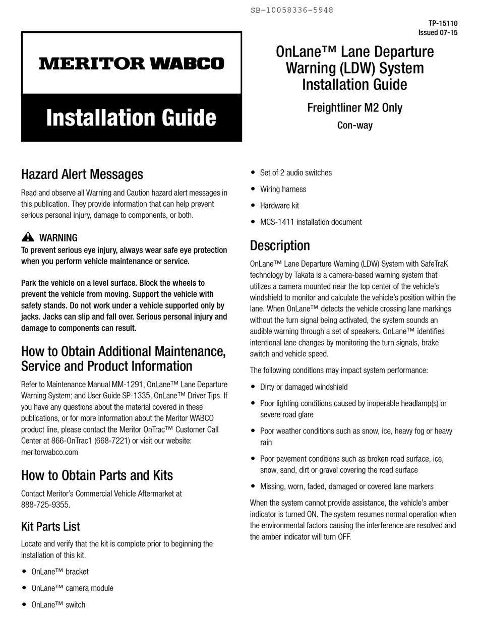 MERITOR WABCO ONLANE INSTALLATION MANUAL Pdf Download ManualsLib