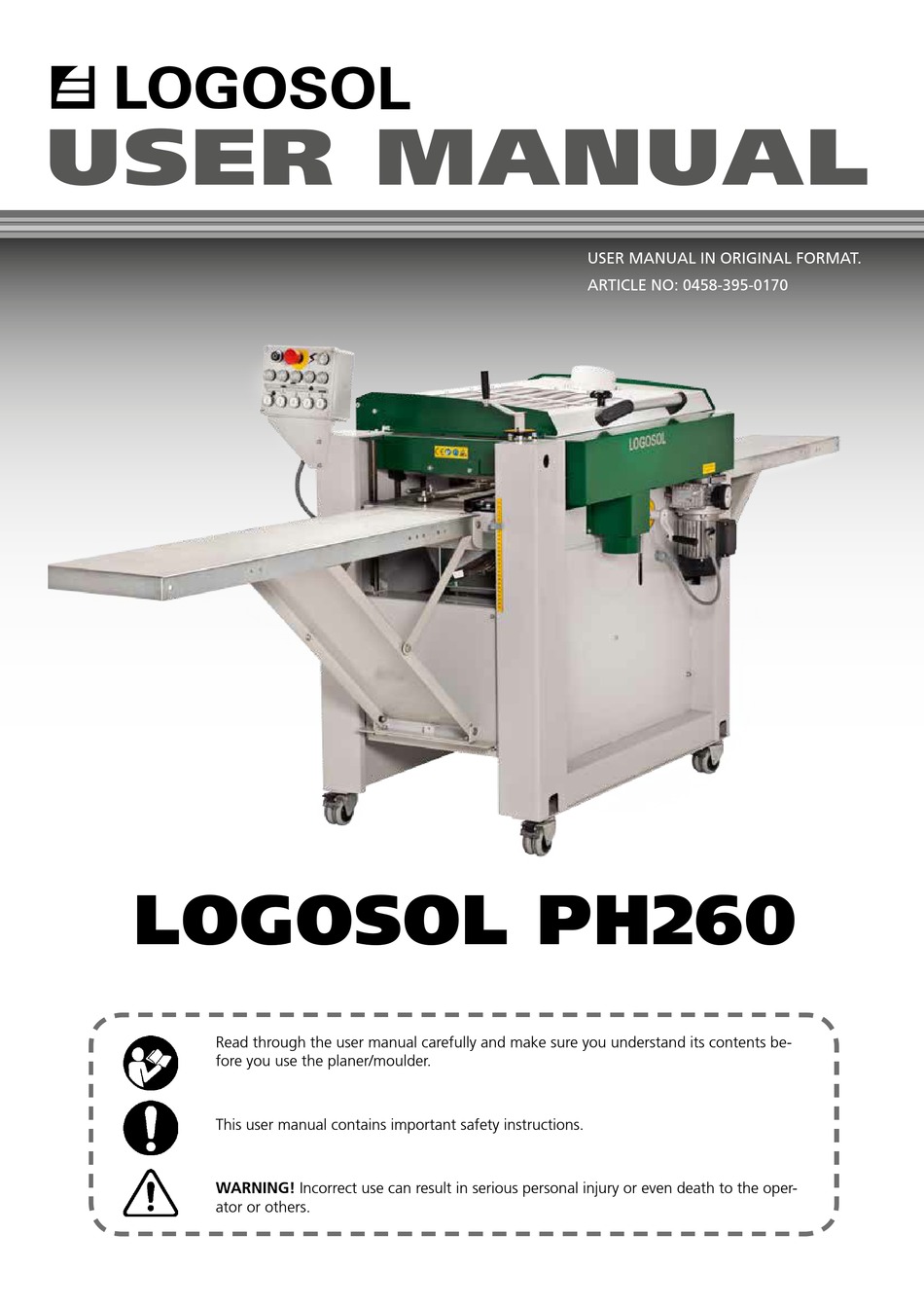 LOGOSOL PH260 USER MANUAL Pdf Download ManualsLib