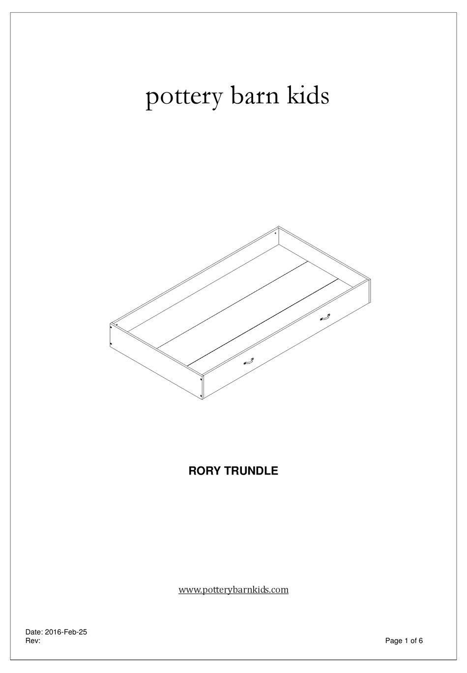 POTTERY BARN KIDS RORY TRUNDLE ASSEMBLY INSTRUCTIONS MANUAL Pdf