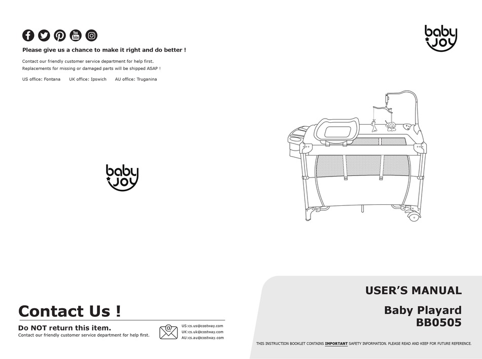 BABY JOY BB0505 USER MANUAL Pdf Download ManualsLib