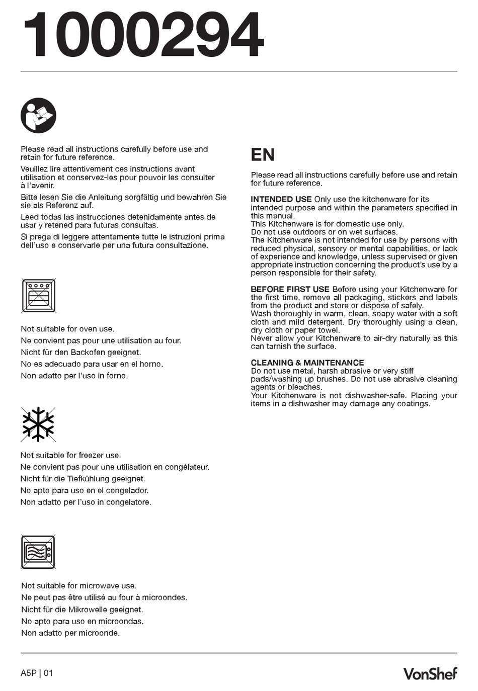 VONSHEF 1000294 QUICK START MANUAL Pdf Download ManualsLib