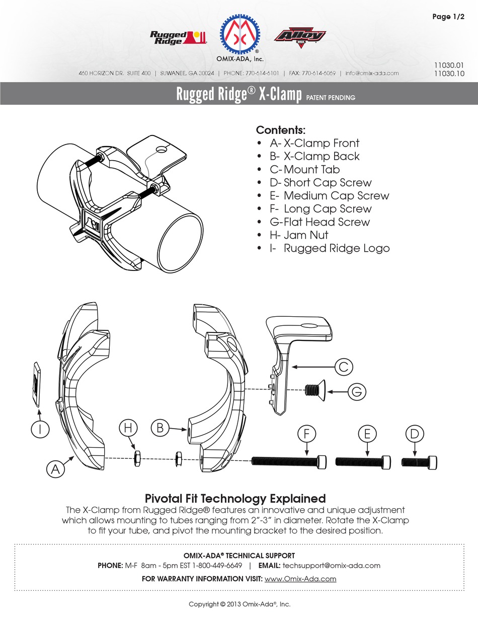 OMIXADA ALLOY RUGGED RIDGE XCLAMP MANUAL Pdf Download ManualsLib