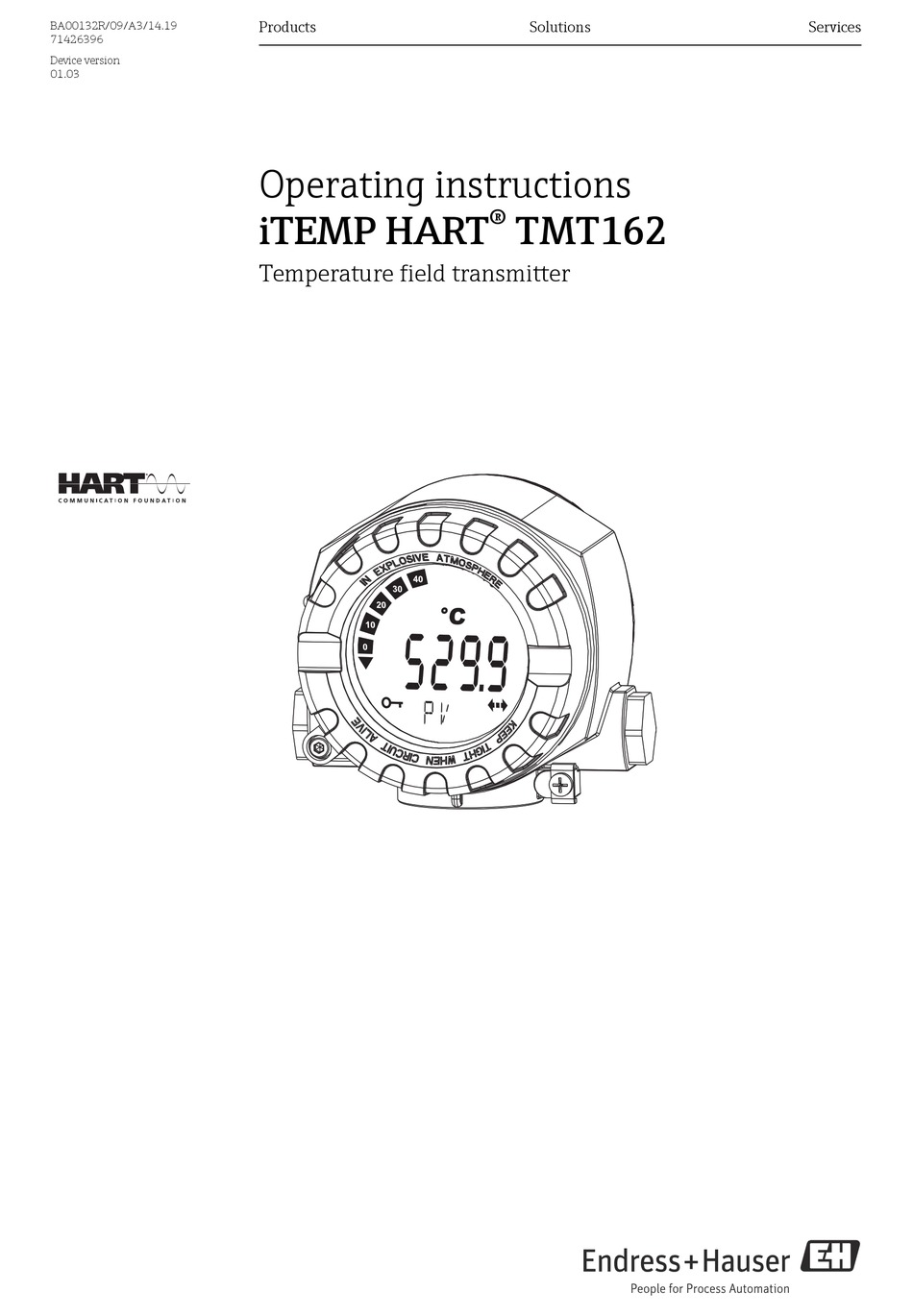ENDRESS+HAUSER ITEMP HART TMT162 OPERATING INSTRUCTIONS MANUAL Pdf