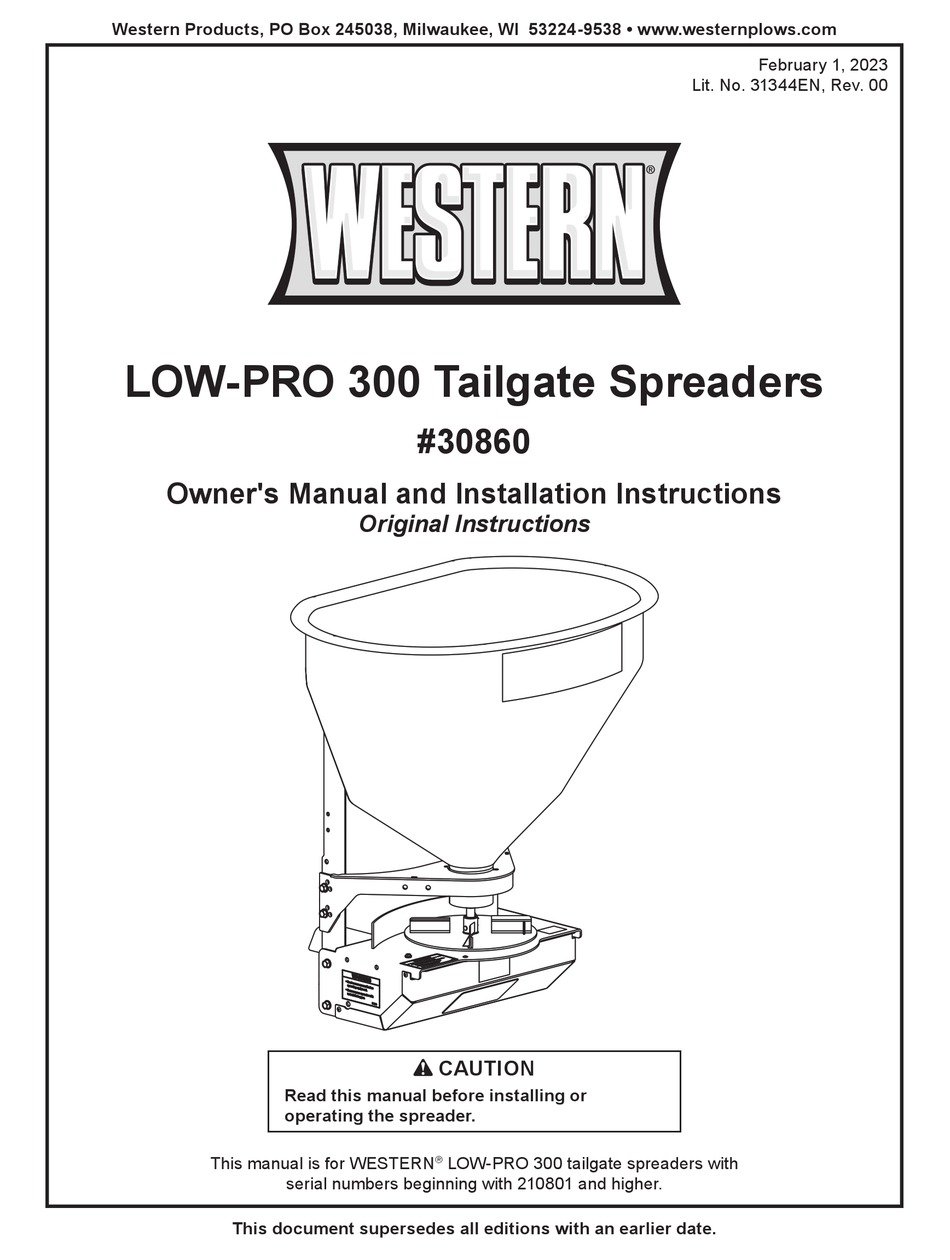 WESTERN LOW-PRO 300 OWNER'S MANUAL AND INSTALLATION INSTRUCTIONS Pdf ...