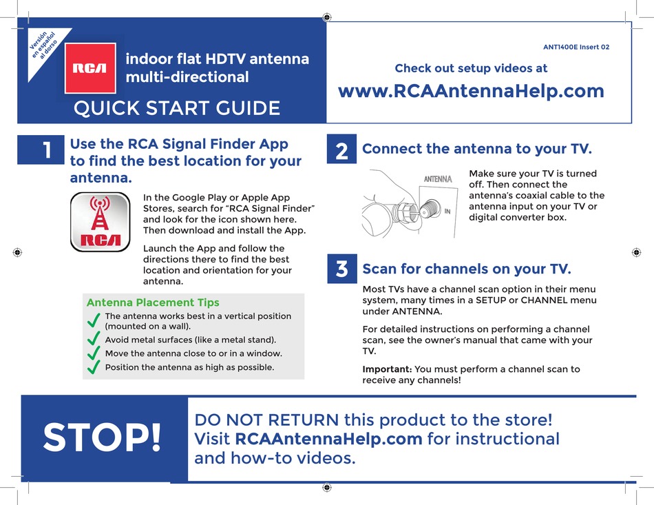 RCA ANT1400E QUICK START MANUAL Pdf Download ManualsLib