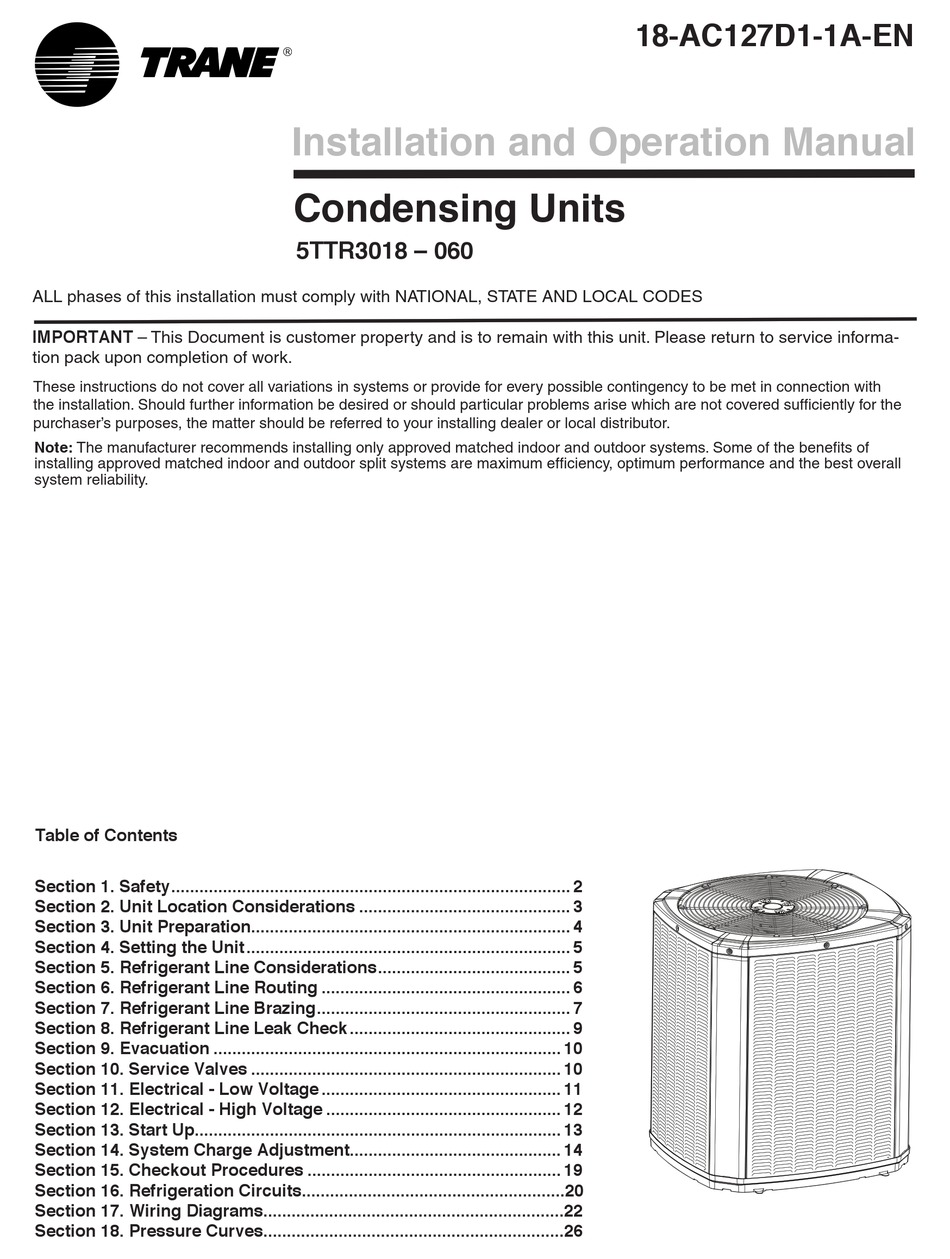 TRANE 5TTR3018060 INSTALLATION AND OPERATION MANUAL Pdf Download