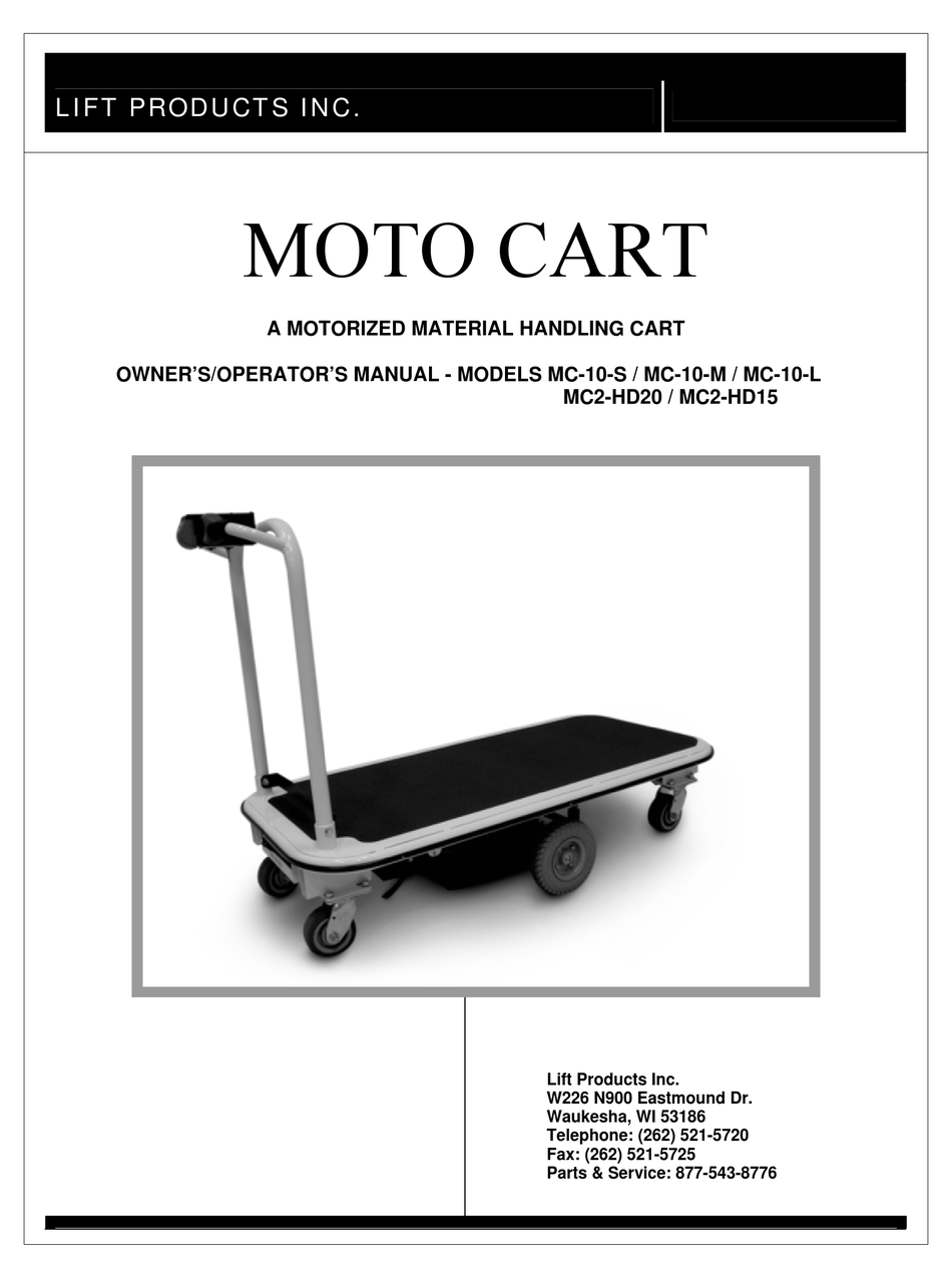 LIFT PRODUCTS MC10S OWNER'S/OPERATOR'S MANUAL Pdf Download ManualsLib