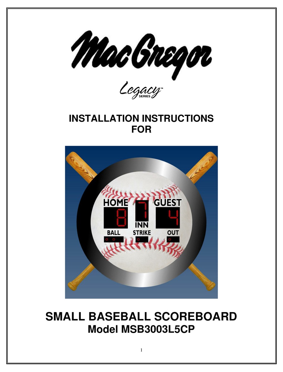 Macgregor Legacy Series Installation Instructions Manual Pdf Download