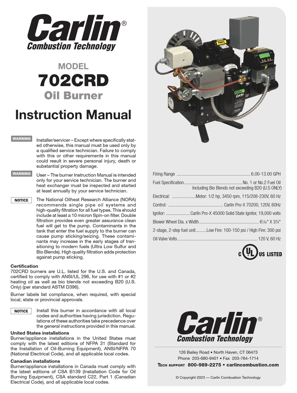 CARLIN 702CRD INSTRUCTION MANUAL Pdf Download ManualsLib