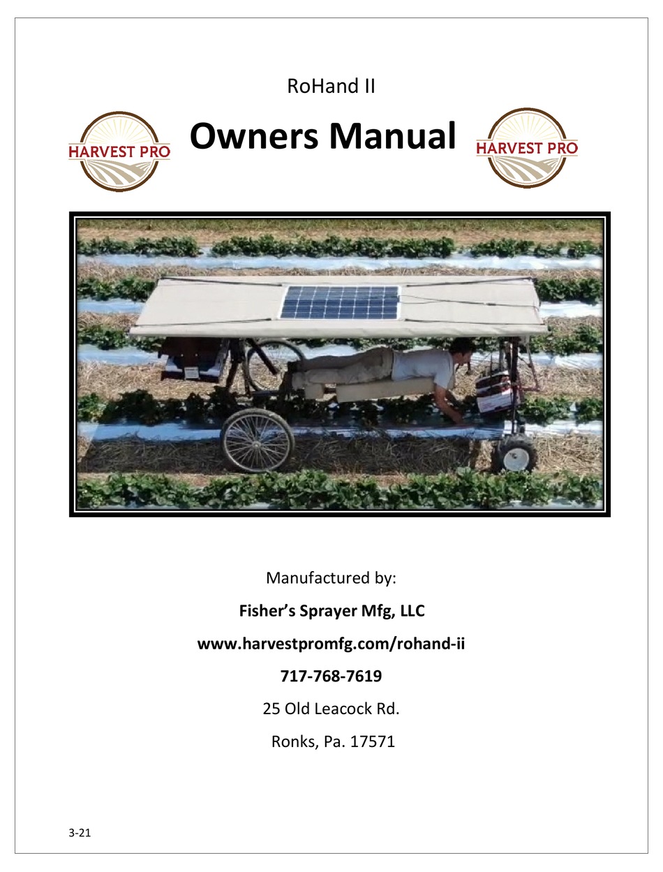 HARVEST PRO ROHAND II OWNER'S MANUAL Pdf Download ManualsLib