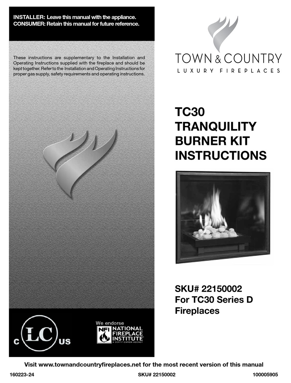 TOWN & COUNTRY FIREPLACES TC30 INSTRUCTIONS MANUAL Pdf Download