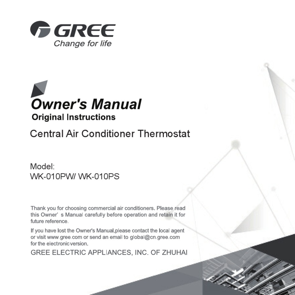 GREE WK010PW OWNER
