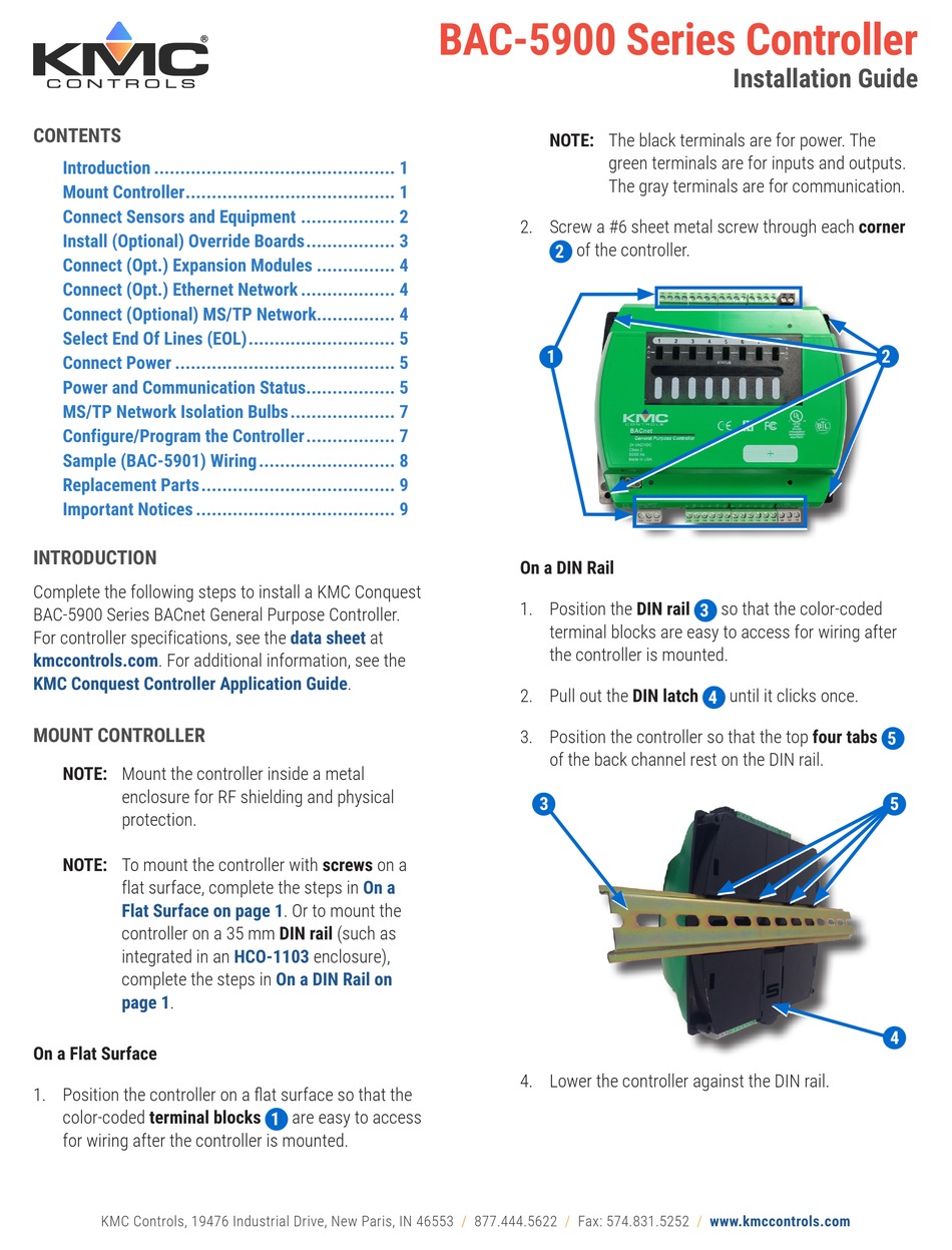 KMC CONTROLS BAC5900 SERIES INSTALLATION MANUAL Pdf Download ManualsLib