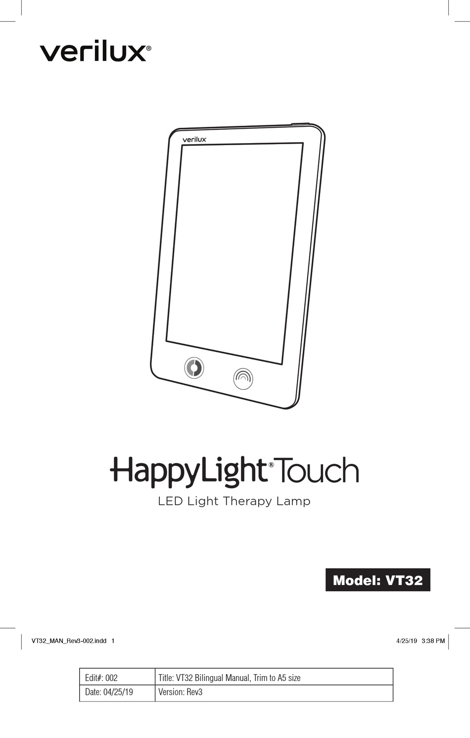 Verilux Happtlight Touch Manual Pdf Download Manualslib