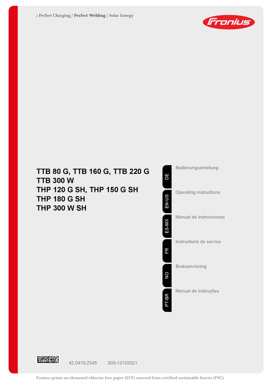 FRONIUS TTB 80 G OPERATING INSTRUCTIONS MANUAL Pdf Download ManualsLib