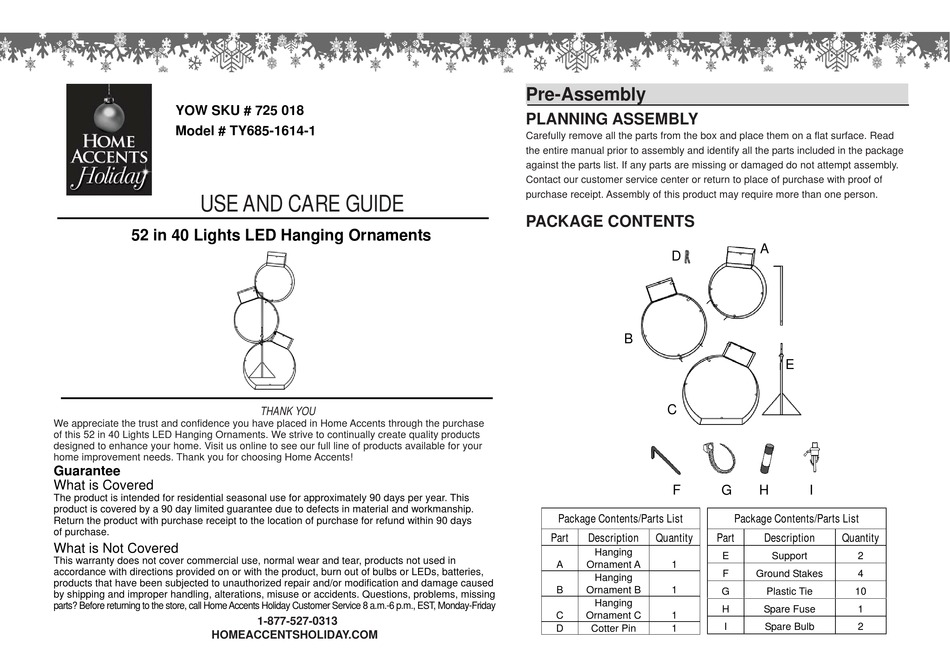 HOME ACCENTS HOLIDAY TY68516141 USE AND CARE MANUAL Pdf Download