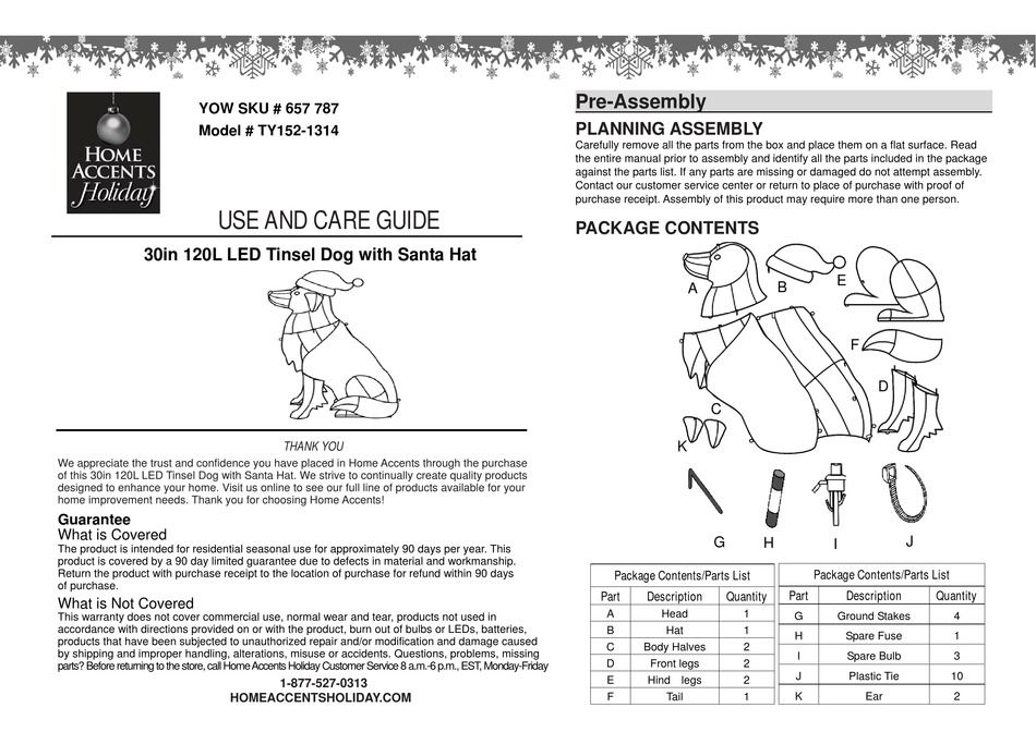 HOME ACCENTS HOLIDAY TY1521314 USE AND CARE MANUAL Pdf Download