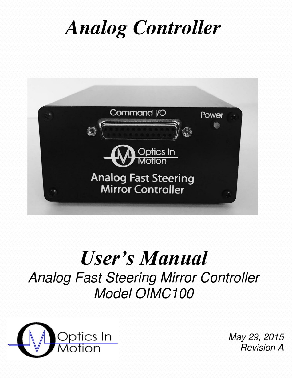 OPTICSINMOTION OIMC100 USER MANUAL Pdf Download ManualsLib