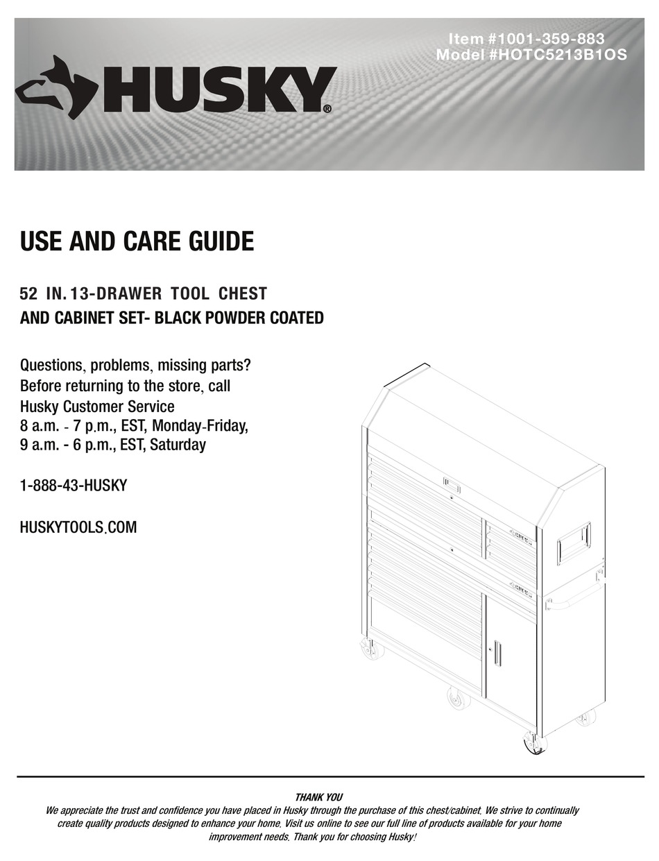 HUSKY HOTC5213B1OS USE AND CARE MANUAL Pdf Download ManualsLib