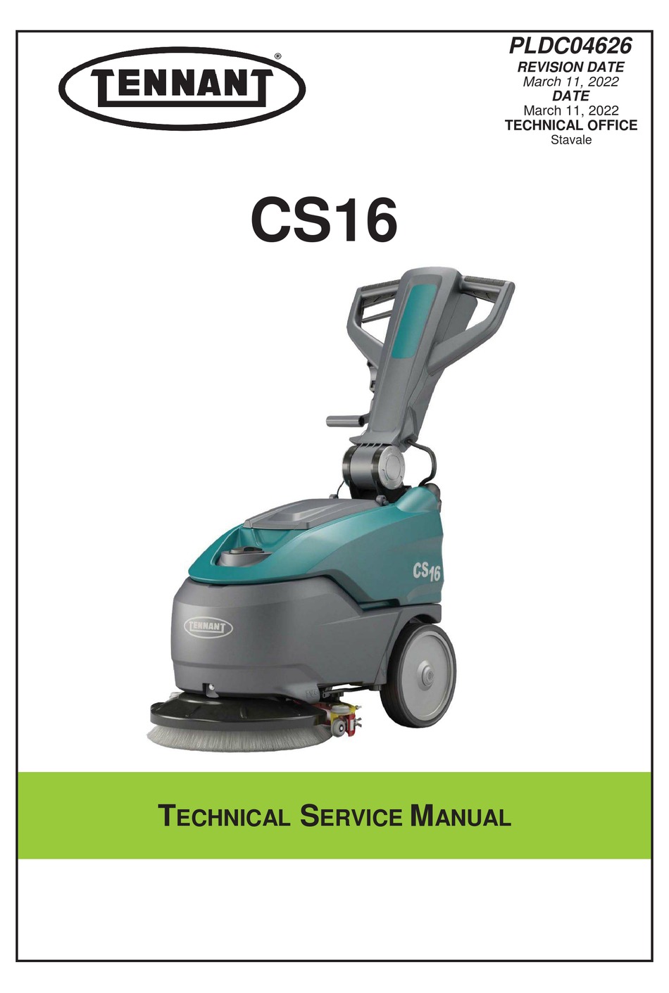 TENNANT CS16 TECHNICAL & SERVICE MANUAL Pdf Download ManualsLib