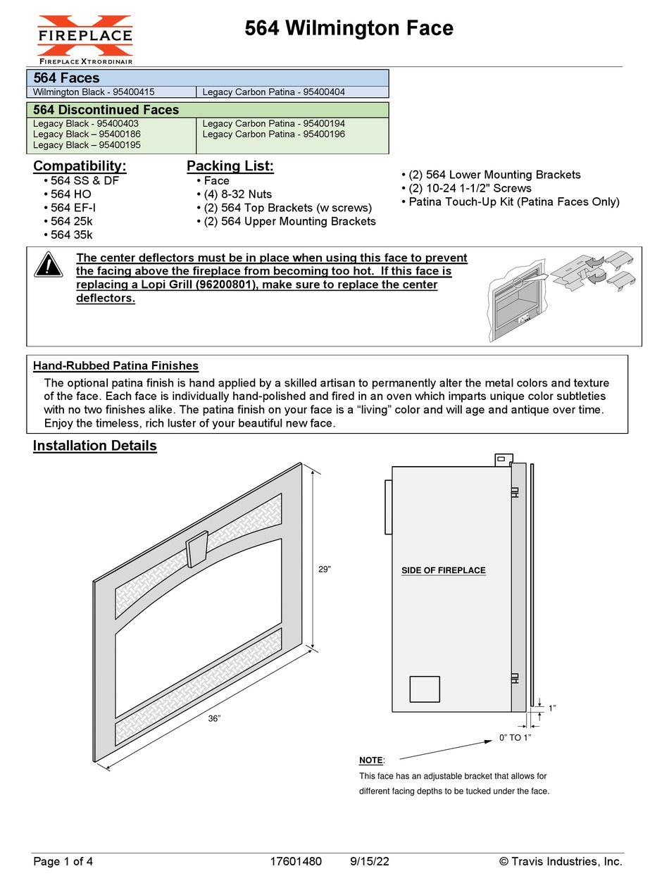 FIREPLACE 564 WILMINGTON FACE INSTALLATION Pdf Download ManualsLib