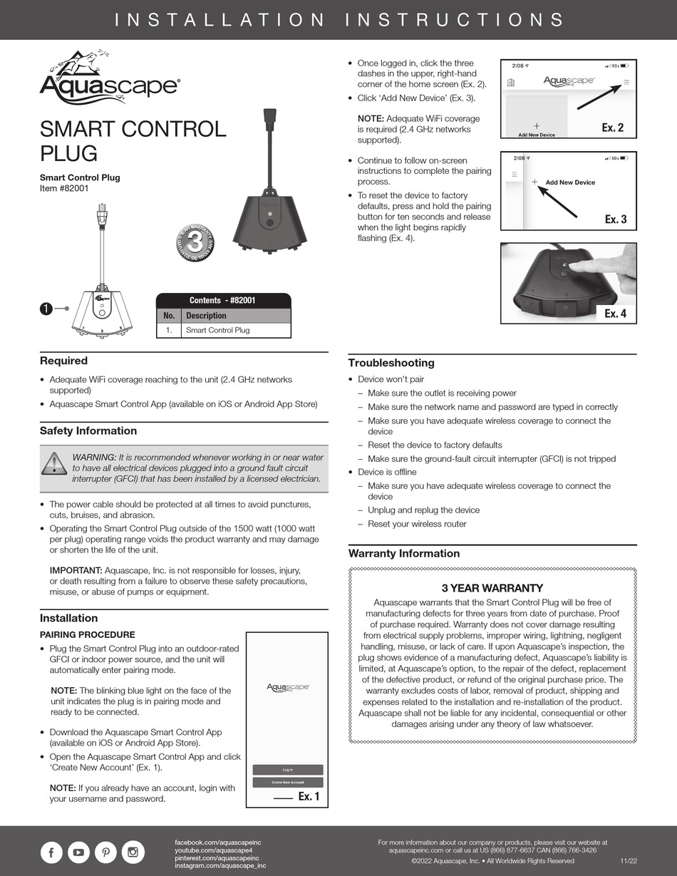 AQUASCAPE SMART CONTROL PLUG INSTALLATION INSTRUCTIONS Pdf Download