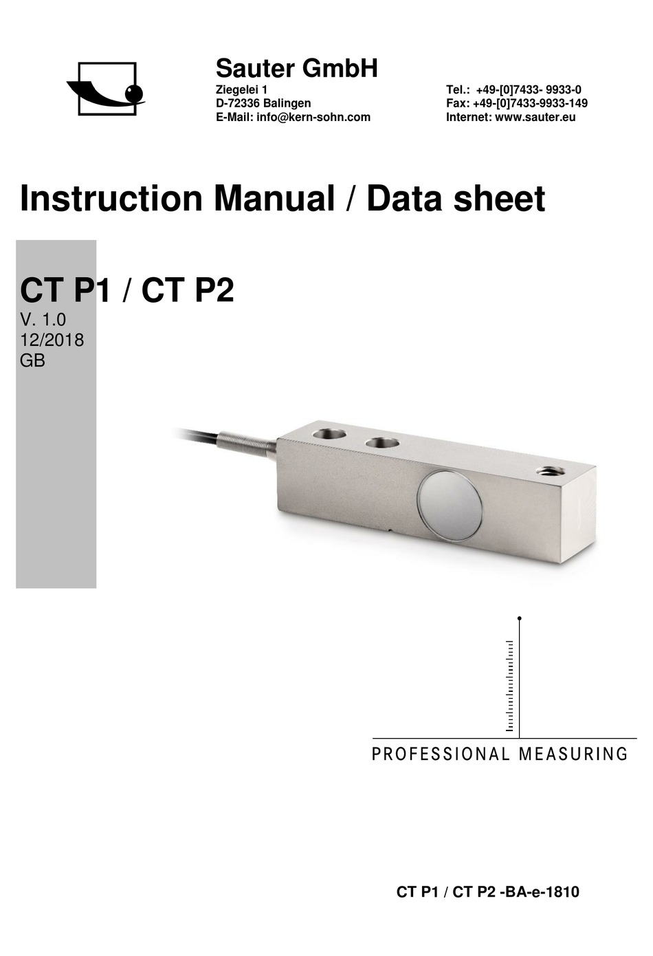 SAUTER CT P1 INSTRUCTION MANUAL AND DATA SHEET Pdf Download ManualsLib