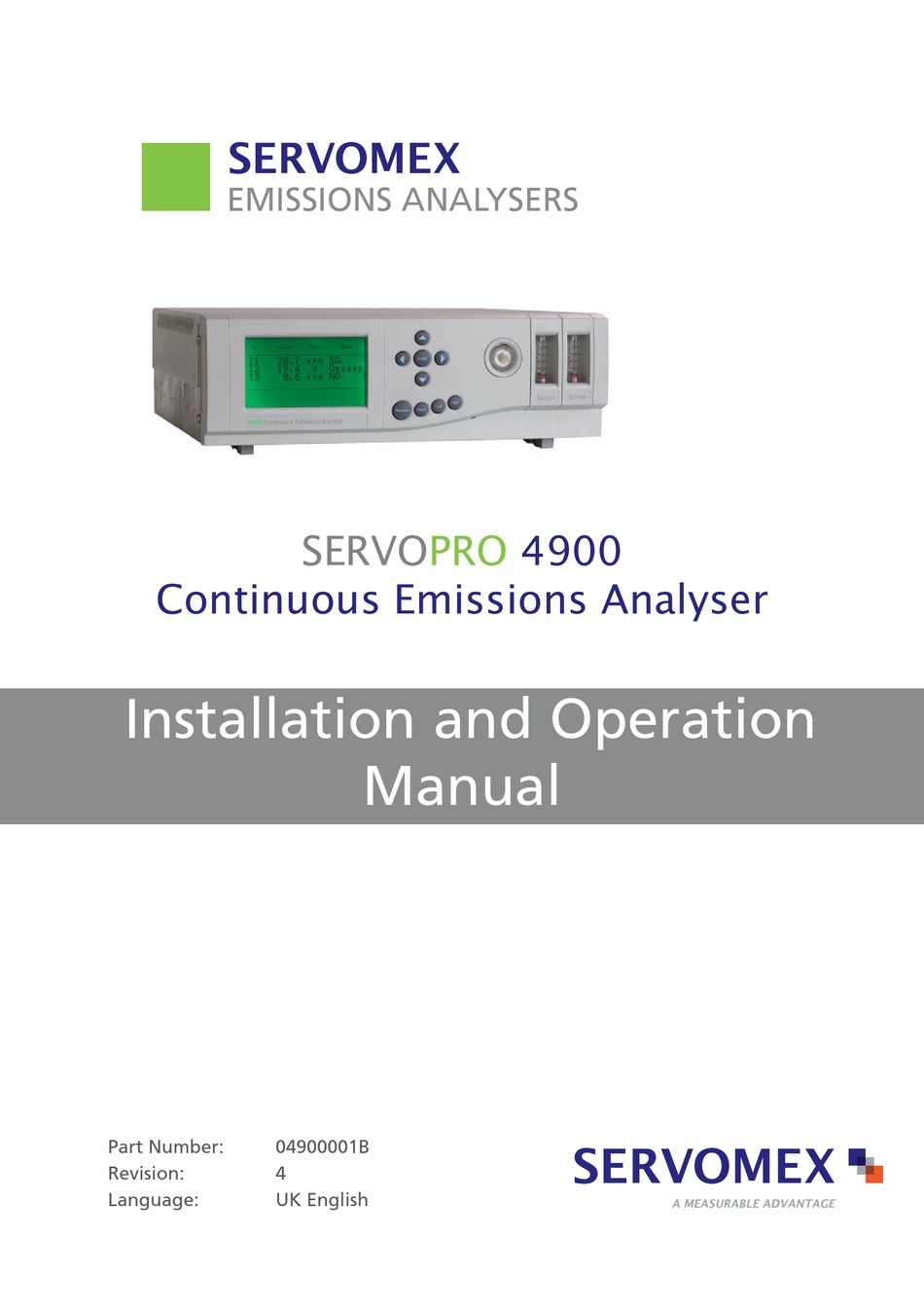SERVOMEX SERVOPRO 4900 INSTALLATION AND OPERATION MANUAL Pdf Download
