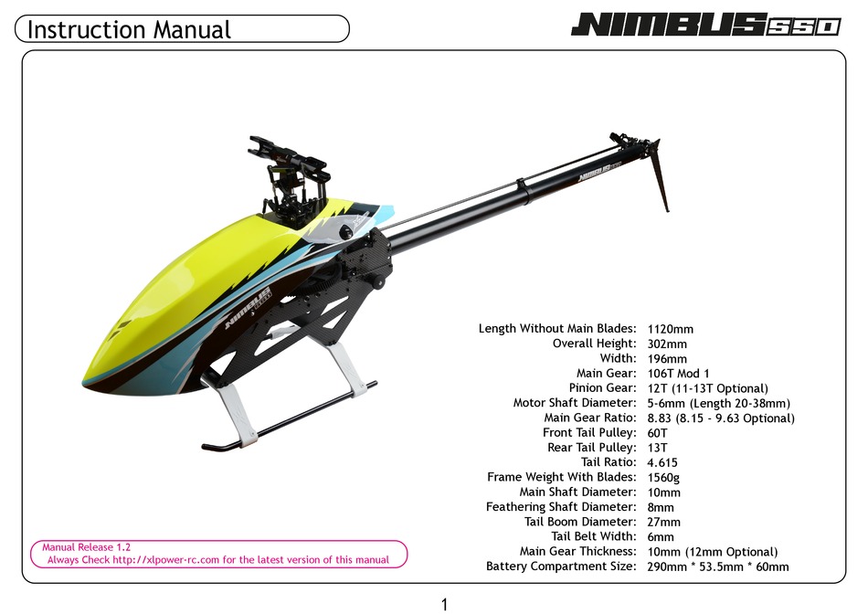 XLPOWER NIMBUS 550 INSTRUCTION MANUAL Pdf Download ManualsLib