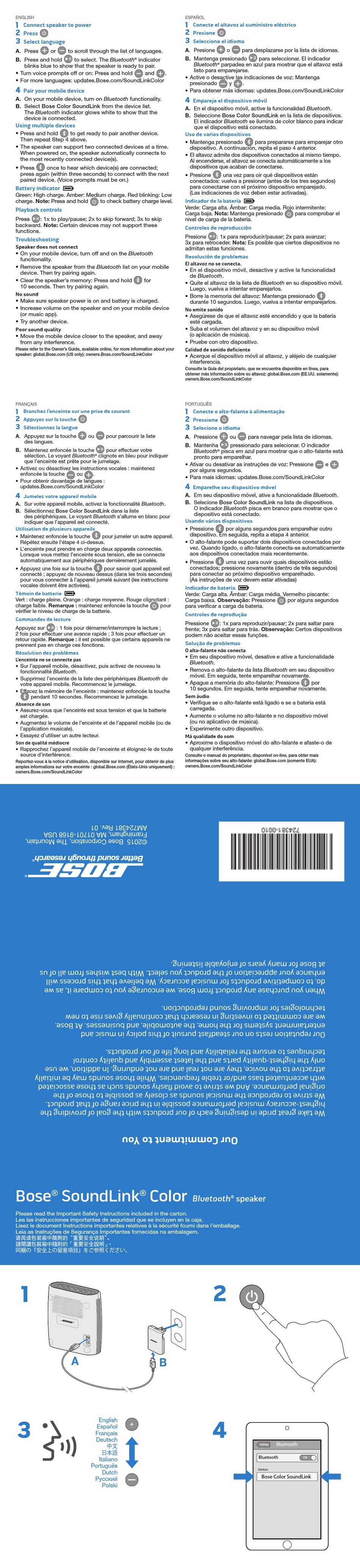 BOSE SOUNDLINK COLOR INSTRUCTION MANUAL Pdf Download ManualsLib