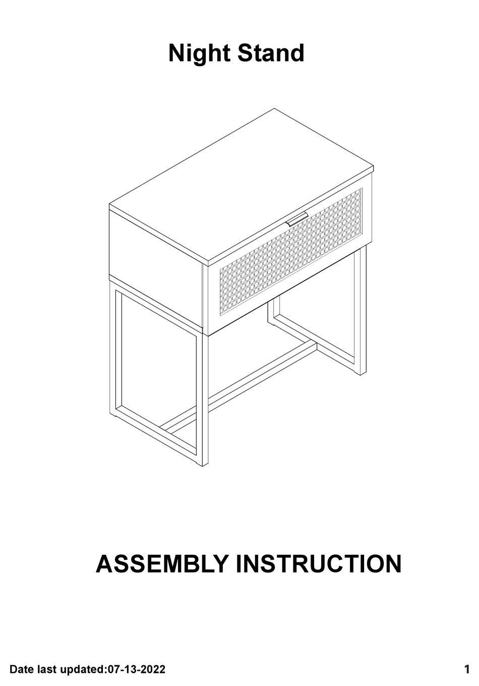 BAXTON STUDIO SAWYER NIGHT STAND ASSEMBLY INSTRUCTION MANUAL Pdf