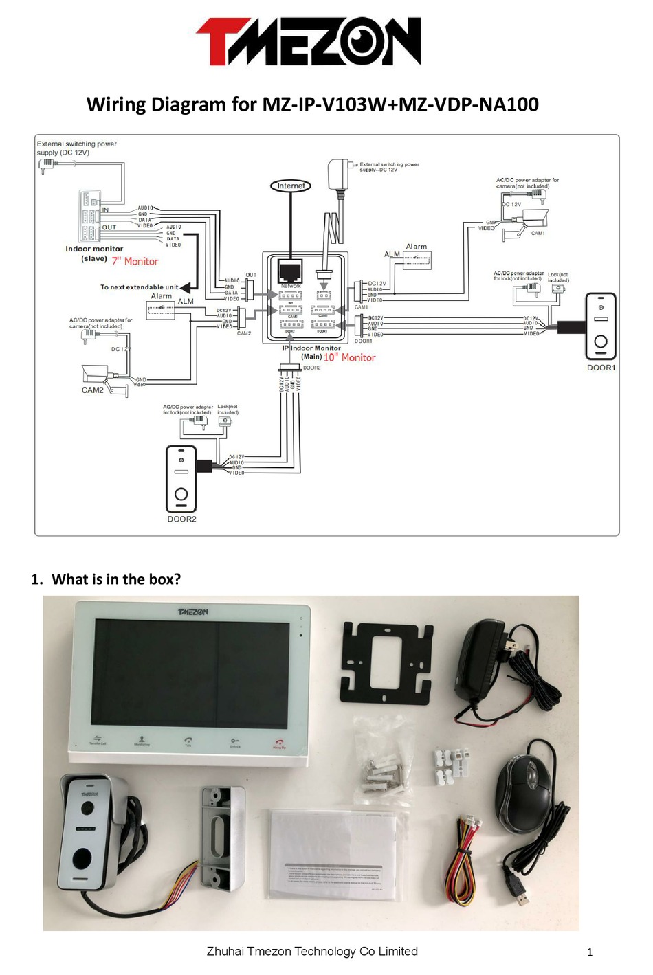 TMEZON MZ-IP-V103W WIRING DIAGRAM Pdf Download | ManualsLib