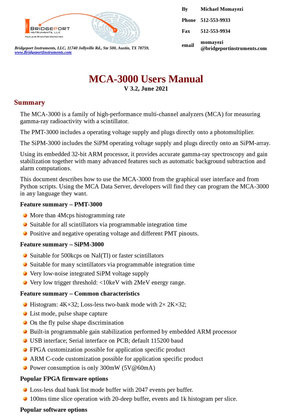 BRIDGEPORT MCA3000 USER MANUAL Pdf Download ManualsLib