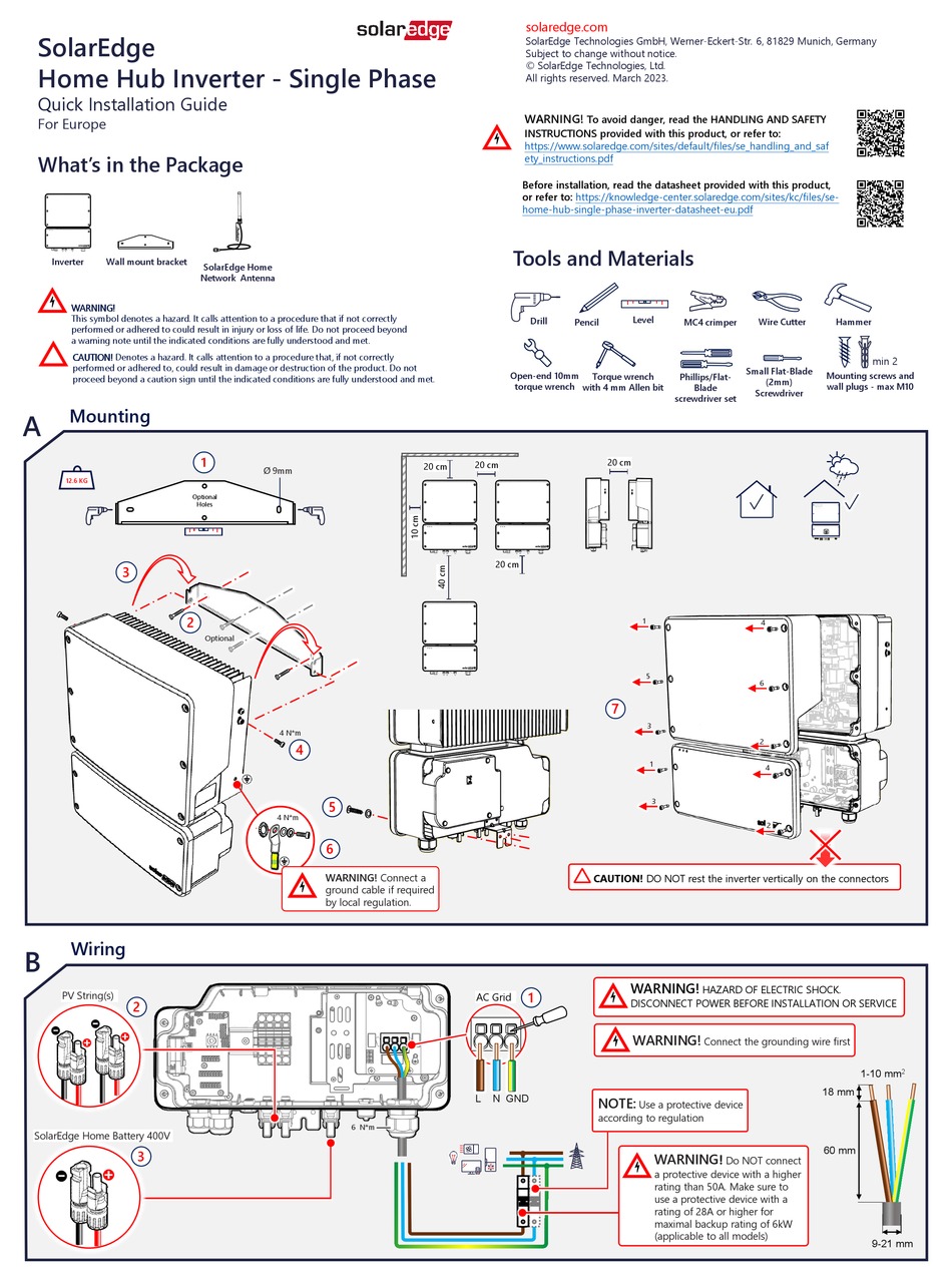 Solaredge Home Hub Inverter Single Phase Quick Installation Manual Pdf