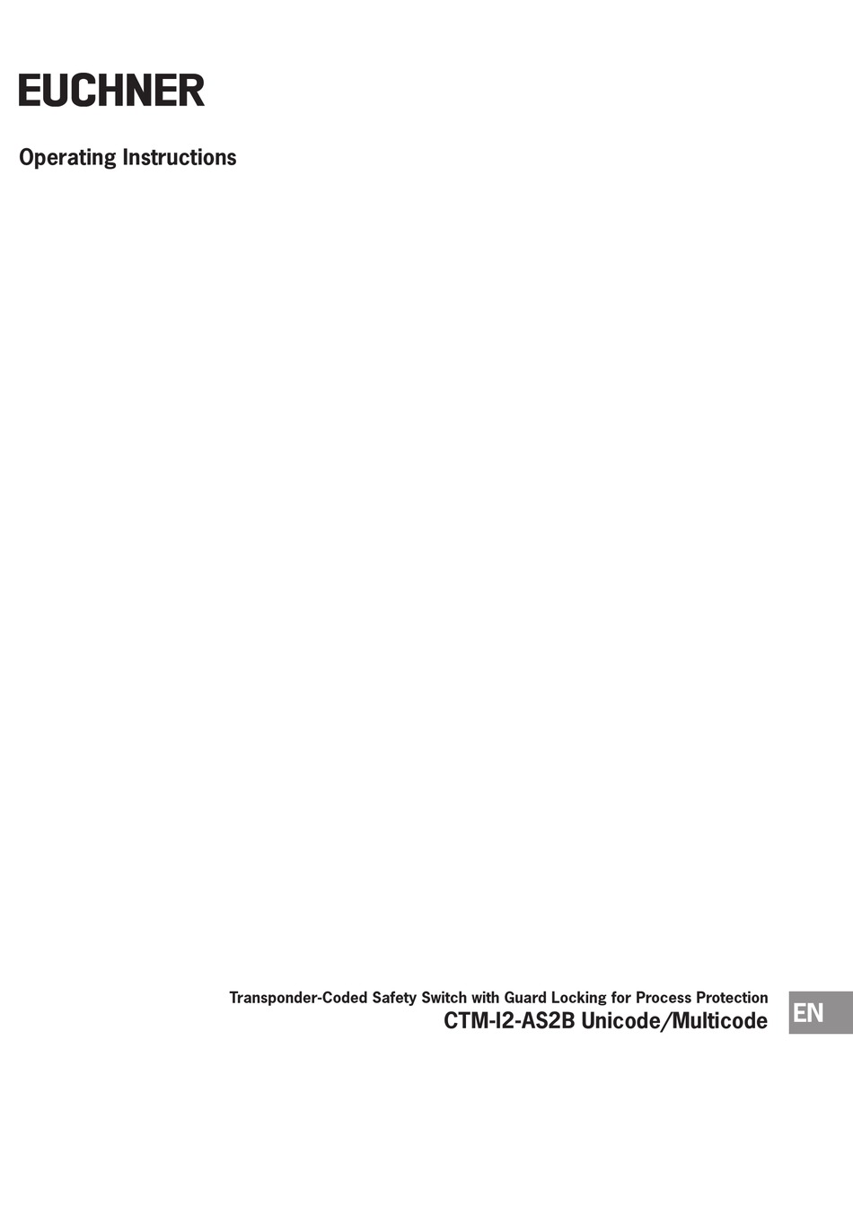 EUCHNER CTMI2AS2B OPERATING INSTRUCTIONS MANUAL Pdf Download ManualsLib