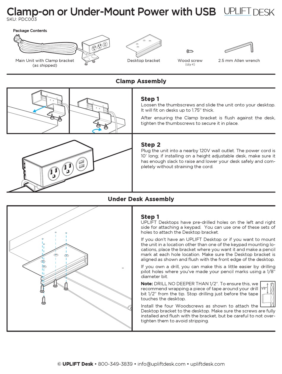 Uplift Desk Pdc003 Quick Start Manual Pdf Download 