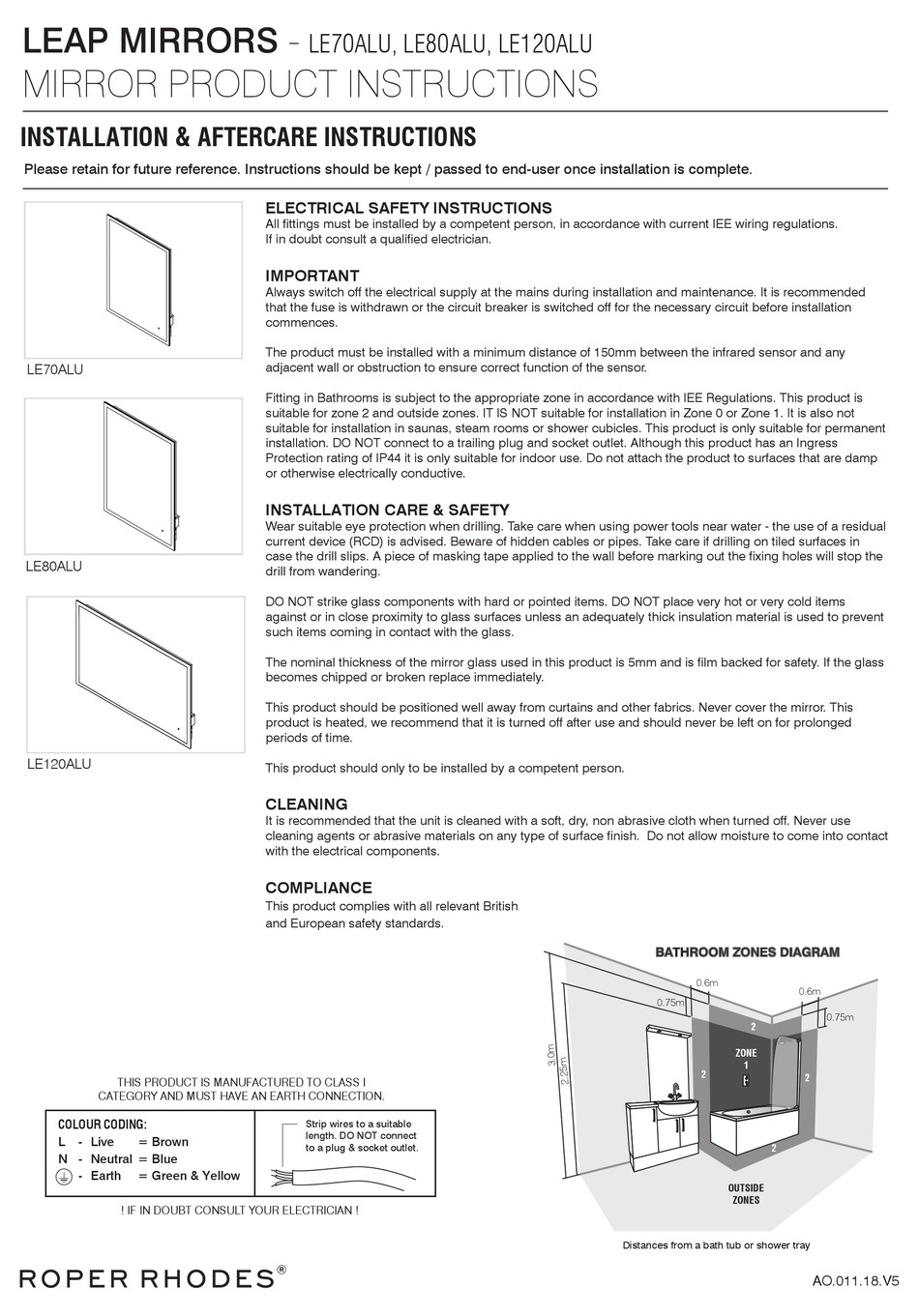 ROPER RHODES LEAP LE70ALU PRODUCT INSTRUCTIONS Pdf Download ManualsLib