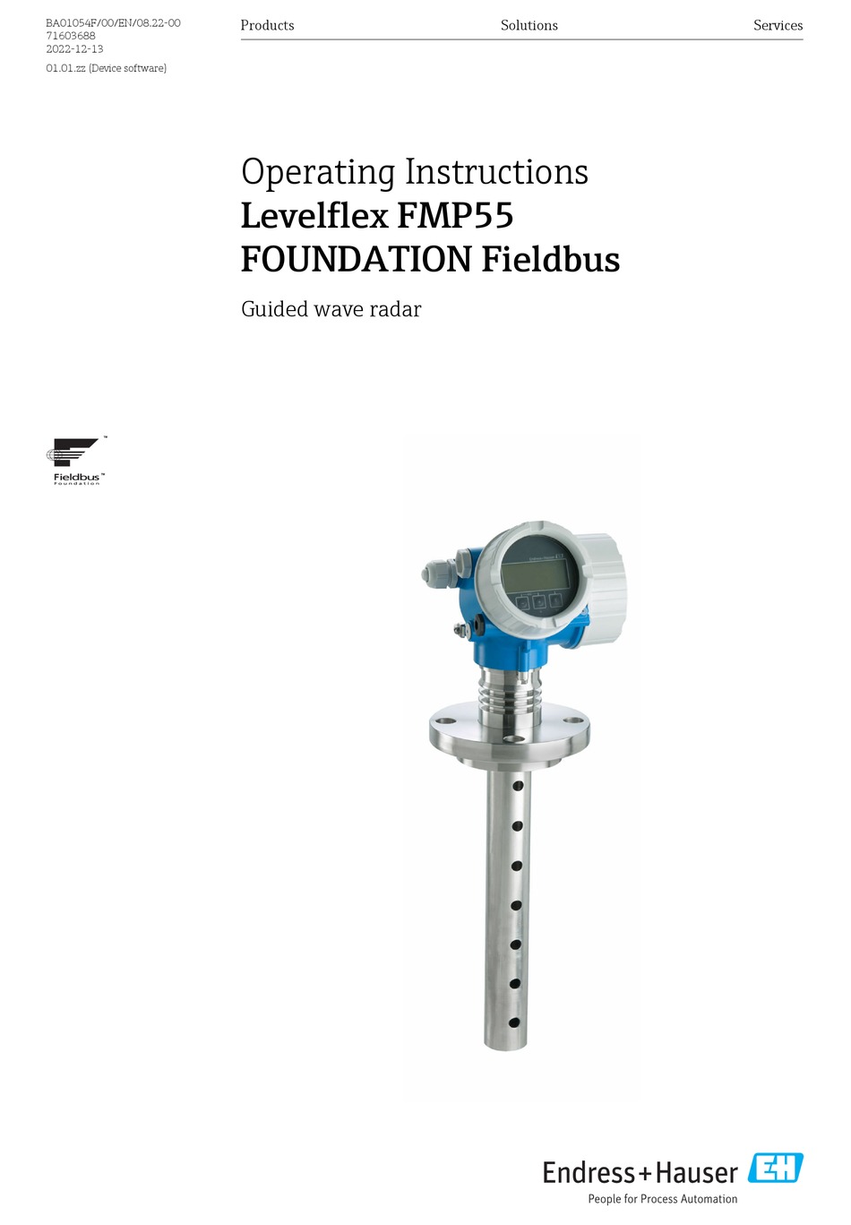 ENDRESS+HAUSER LEVELFLEX FMP55 OPERATING INSTRUCTIONS MANUAL Pdf