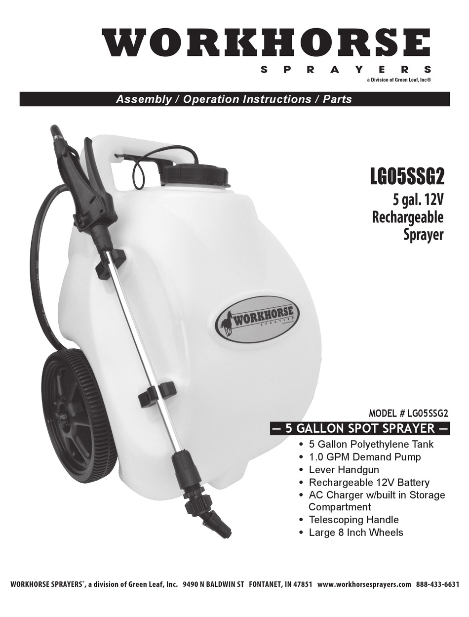 WORKHORSE LG05SSG2 ASSEMBLY / OPERATION INSTRUCTIONS / PARTS Pdf